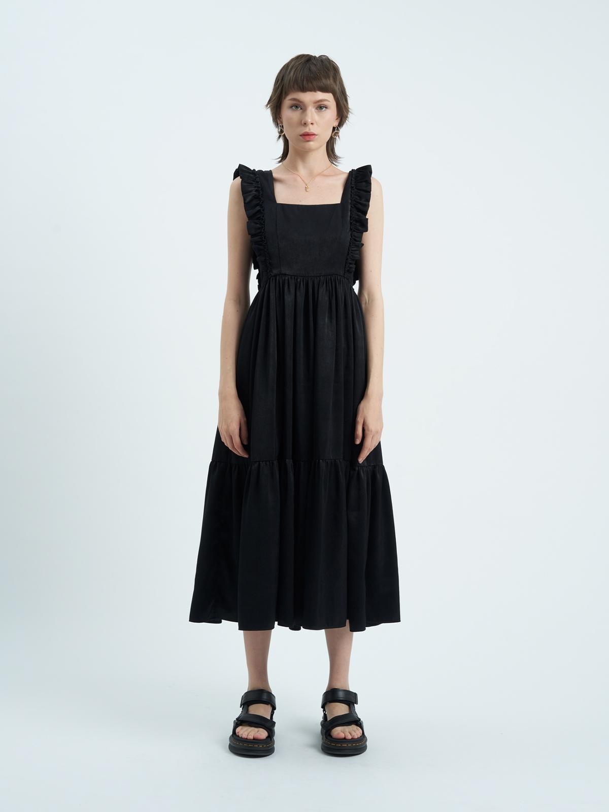 Black Ruffle Dress - Black