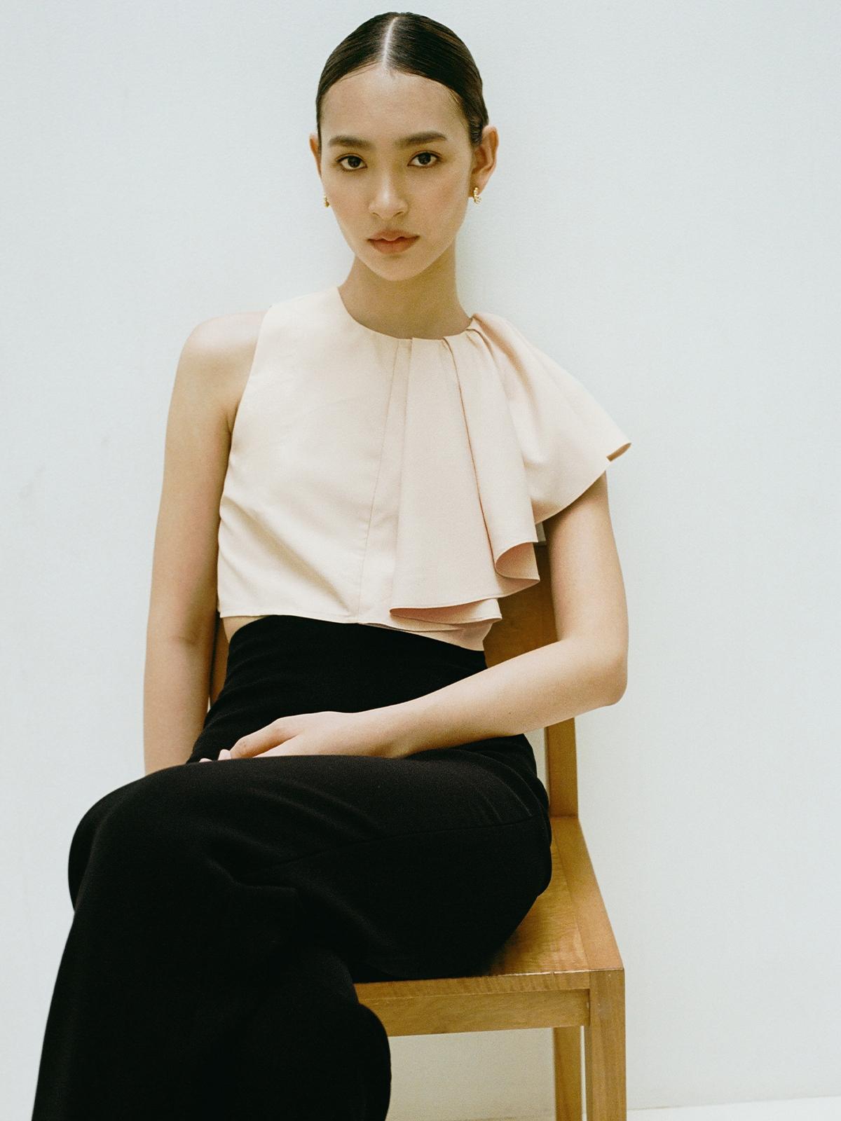 Sustainable Side Ruffled Top - Beige