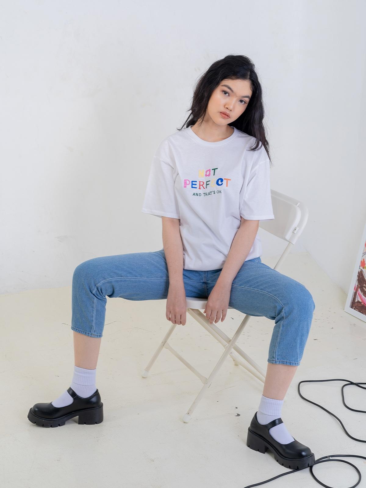 Not Perfect Embroidery Shirt - White