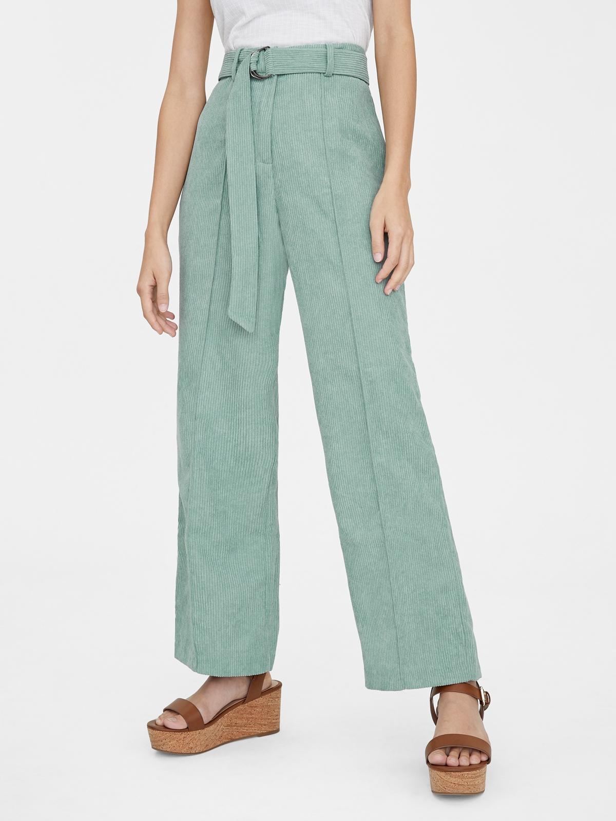 Semi Pleat Belted Corduroy Pants - Mint
