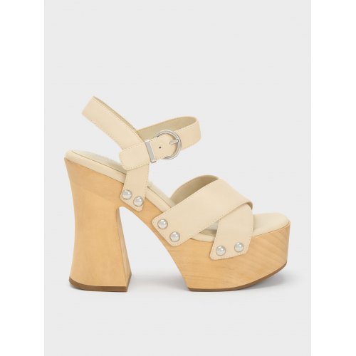  Tabitha Leather Crossover Sandals - Chalk 
