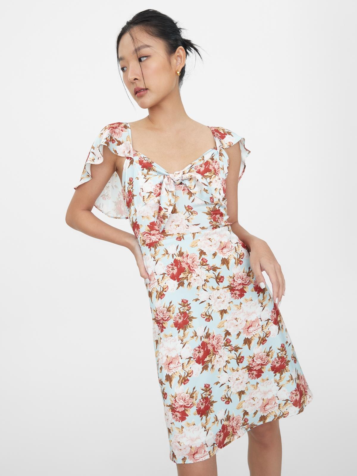 Butterfly Sleeve Mini Dress - Blue