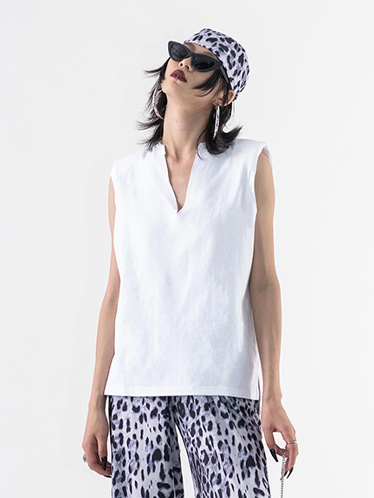Deep V Neck Top - White