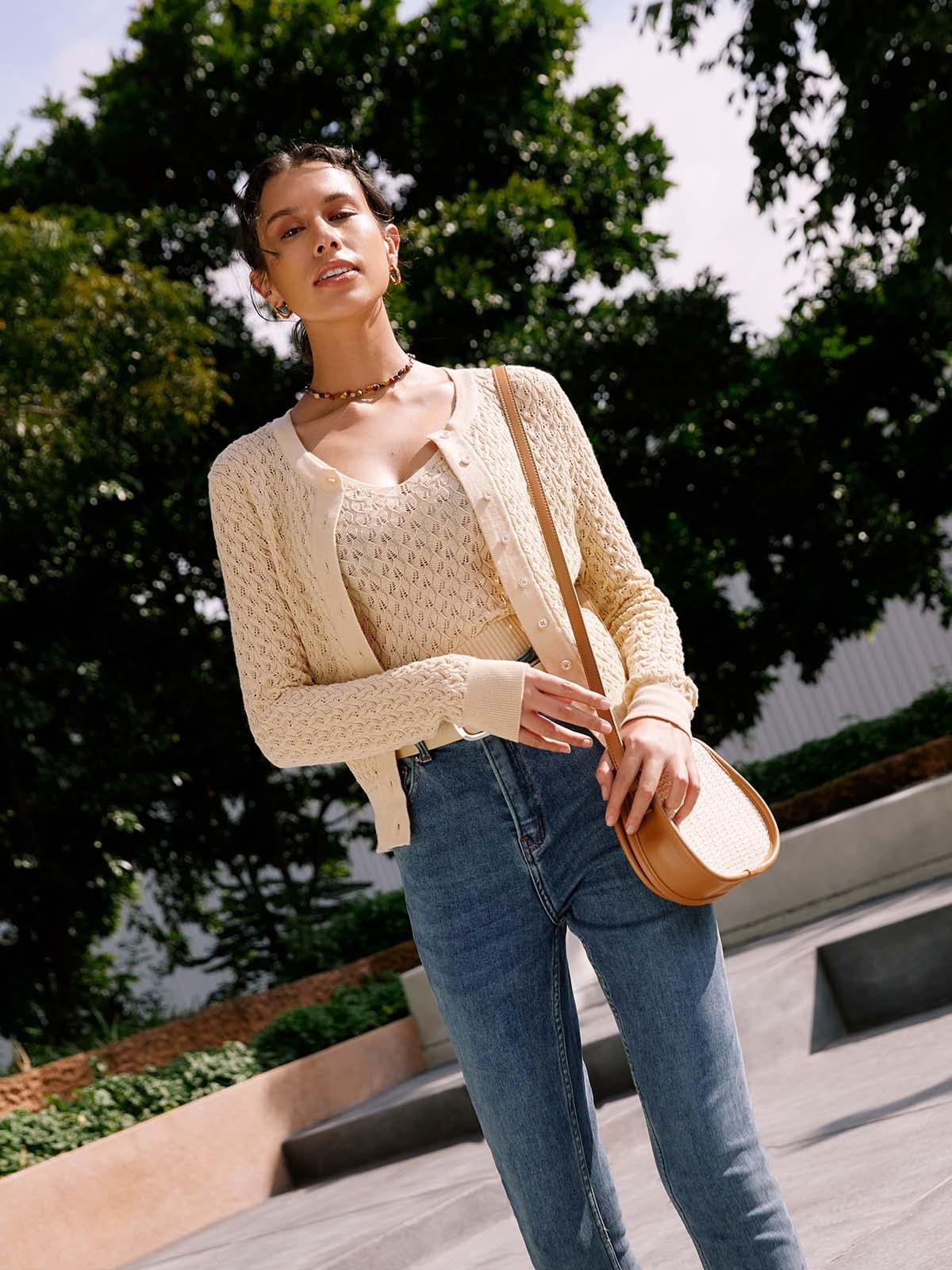 Sustainable Button Up Cardigan - Beige