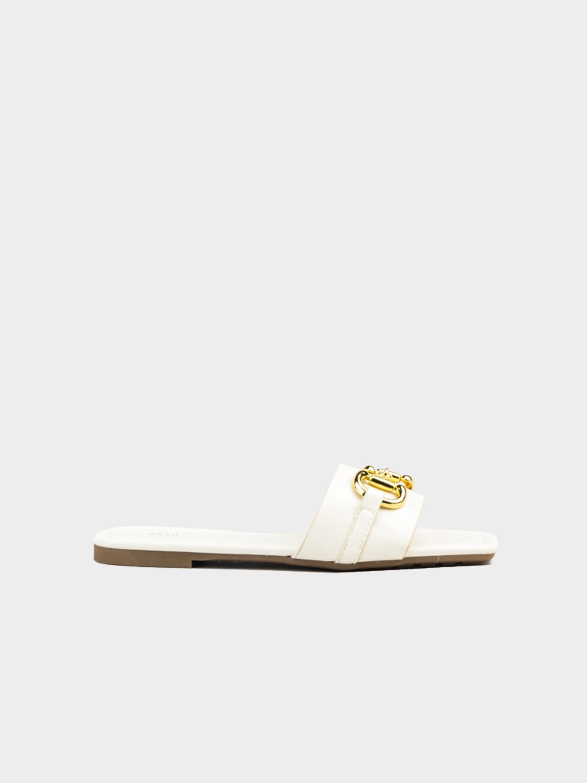 Buckled Flat Slides - Off White