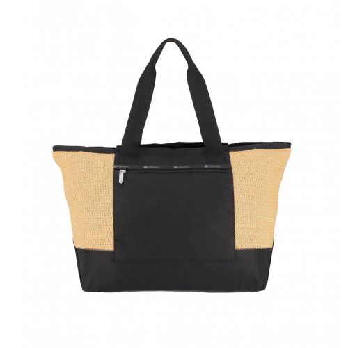 Raffia E/W Tote Recycled Black Raffia