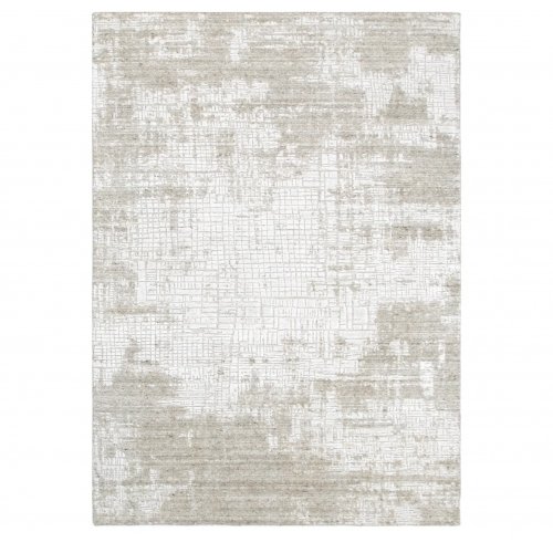 Karus Handmade Silver Cream Knotted Designer Rug 