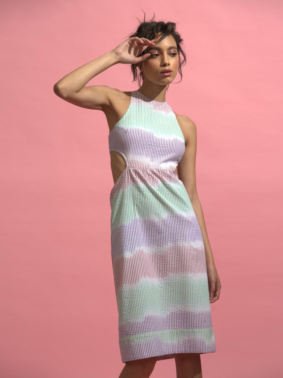 Detached Back Dress - Multi Color