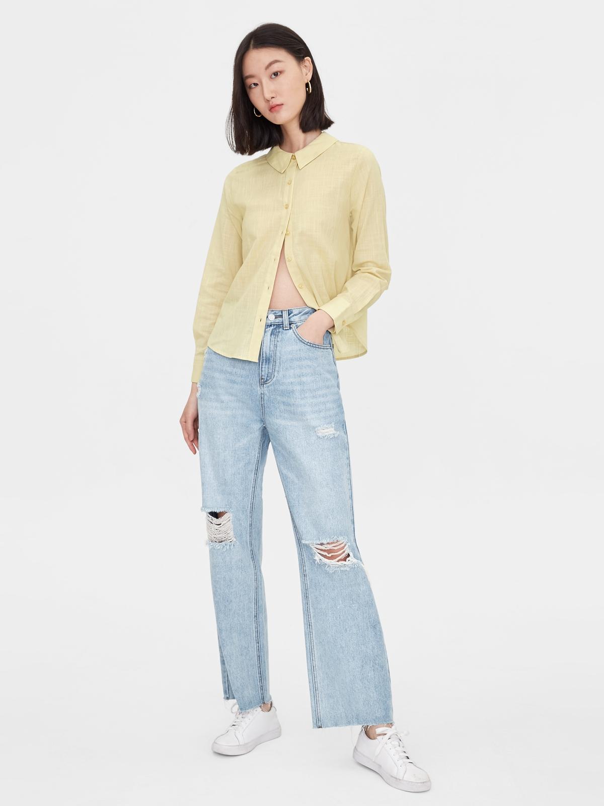 Back Cut Out Buckle Detail Shirt - Cream