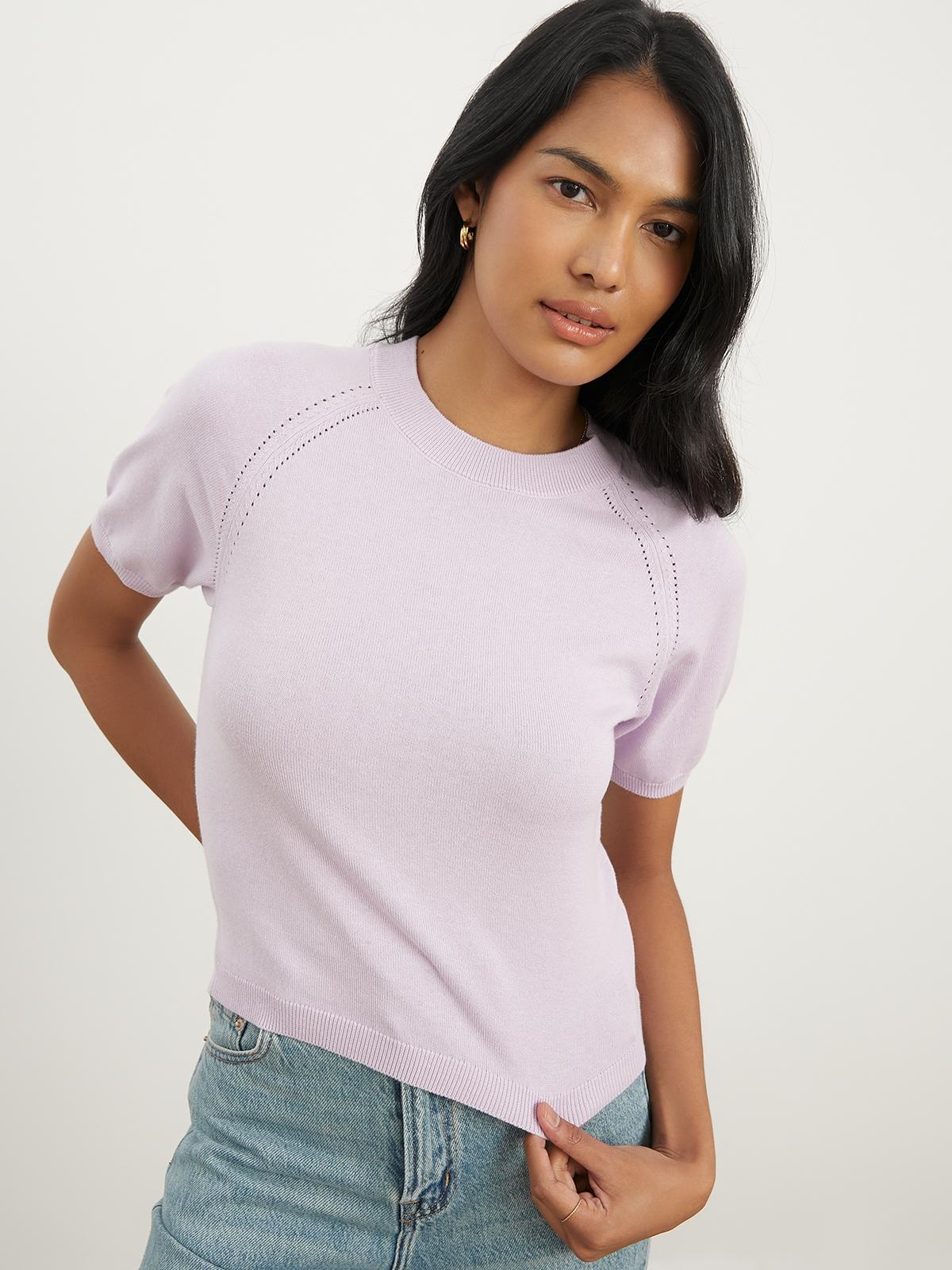 Short Sleeve Knit Top - Purple