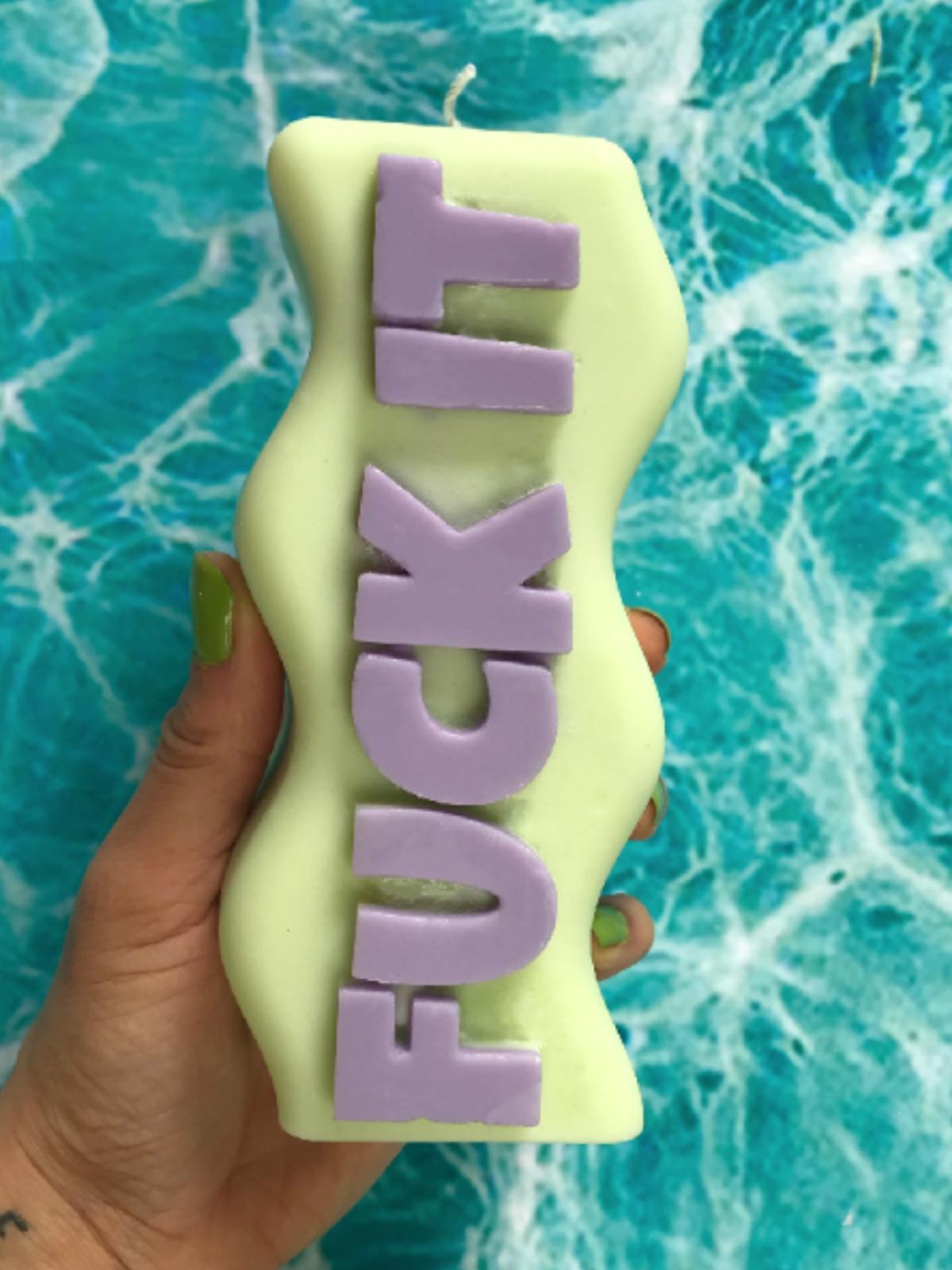 F**k It Candle - Green/Purple