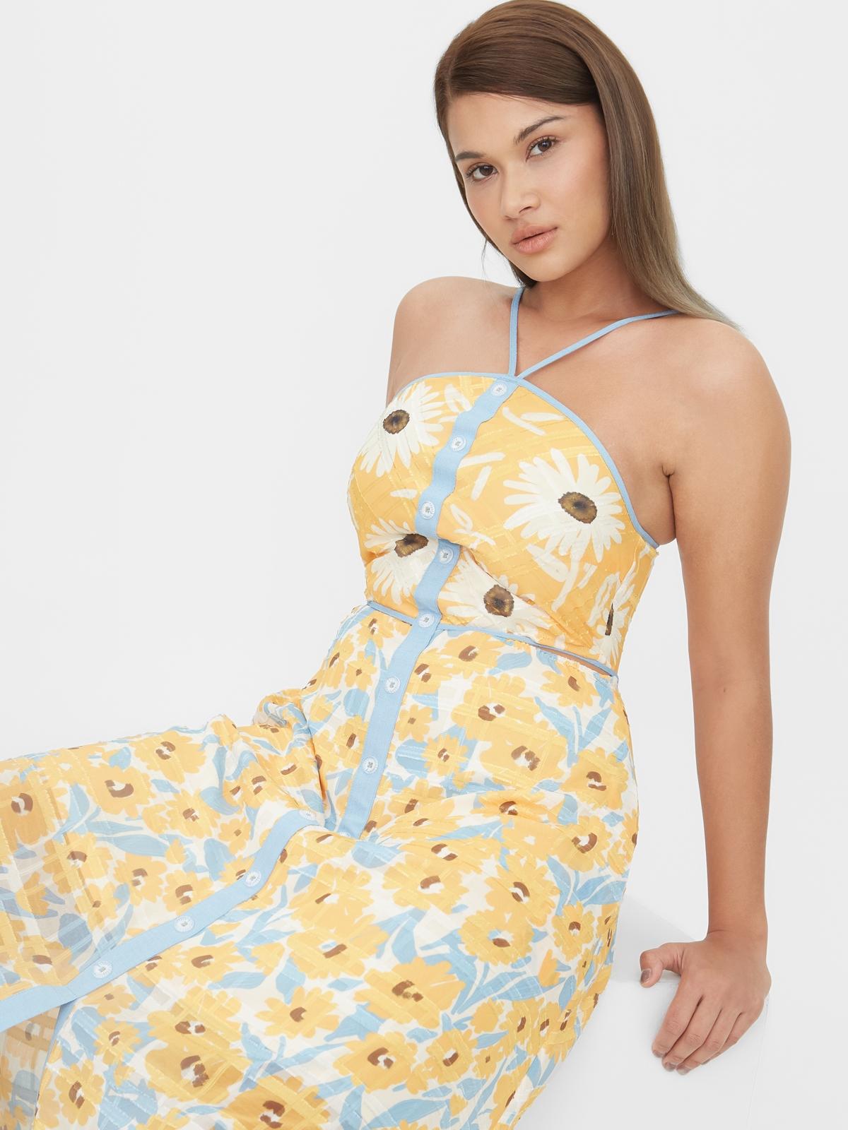 Janesuda x Pomelo Flower Cut Out Midi Dress - Print