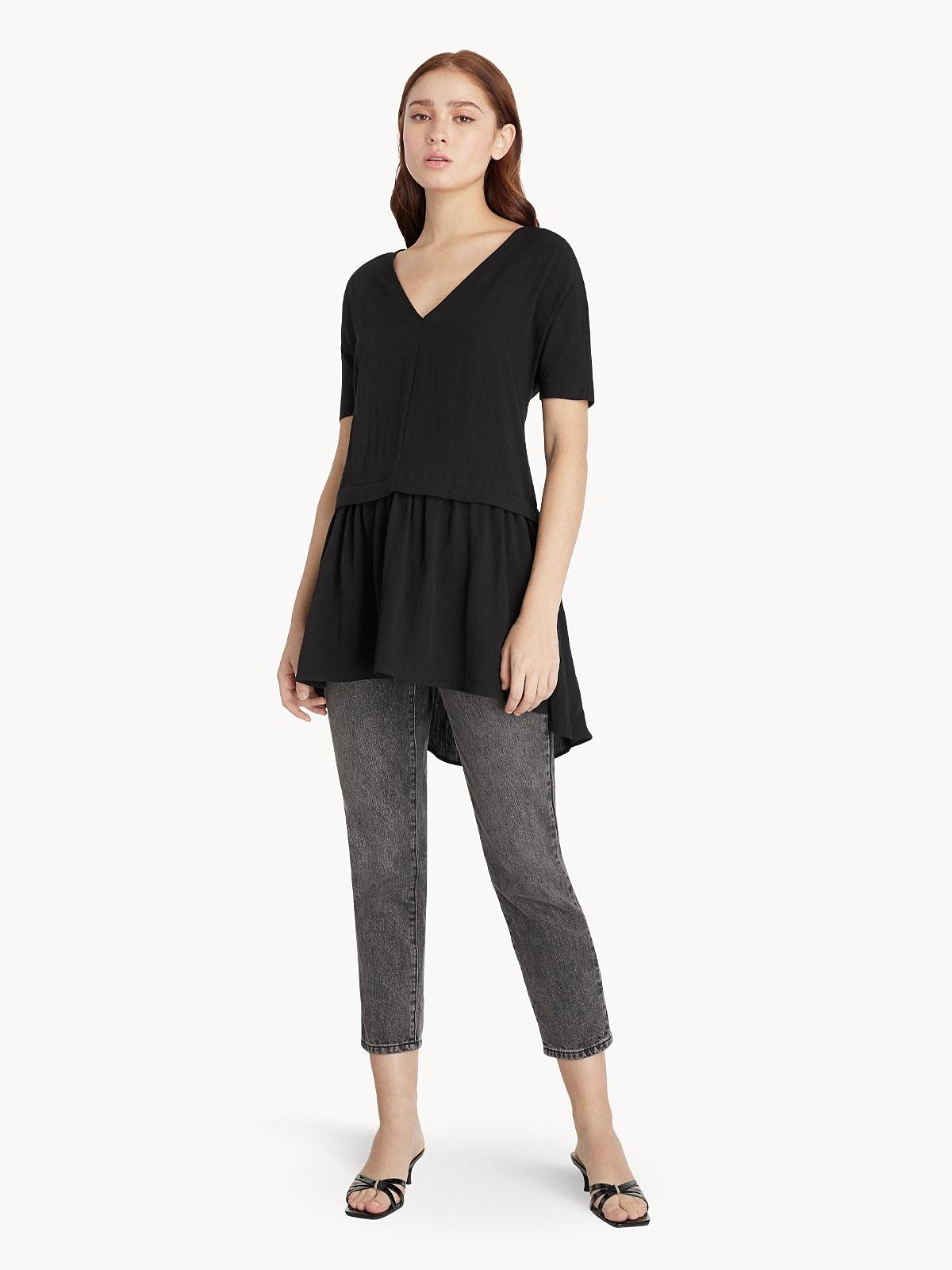 Loose Ruffle Mini Top - Black