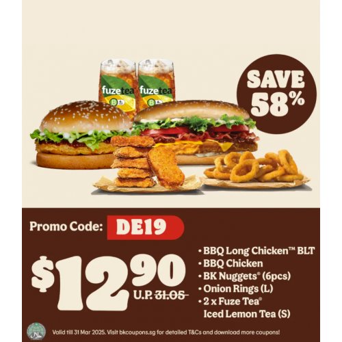 Enjoy a duo deal with 58% off burgers, sides, and drinks