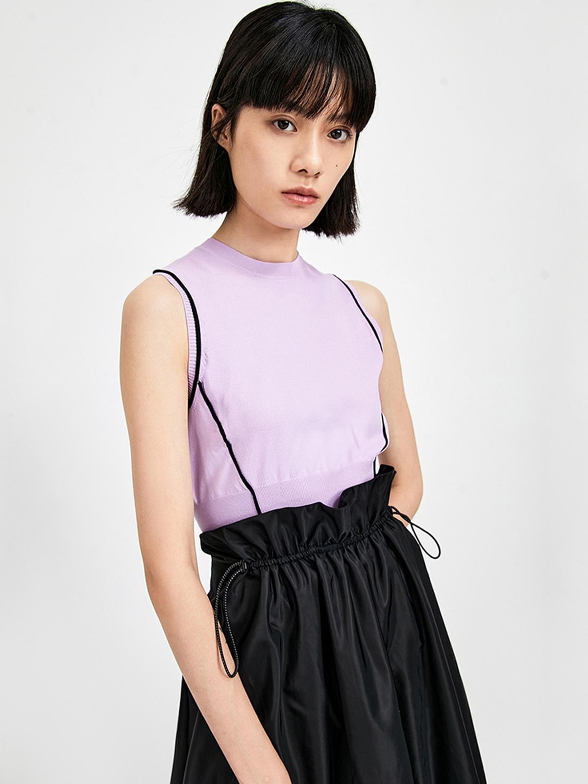 Stitch Sleeveless Top - Pale Purple