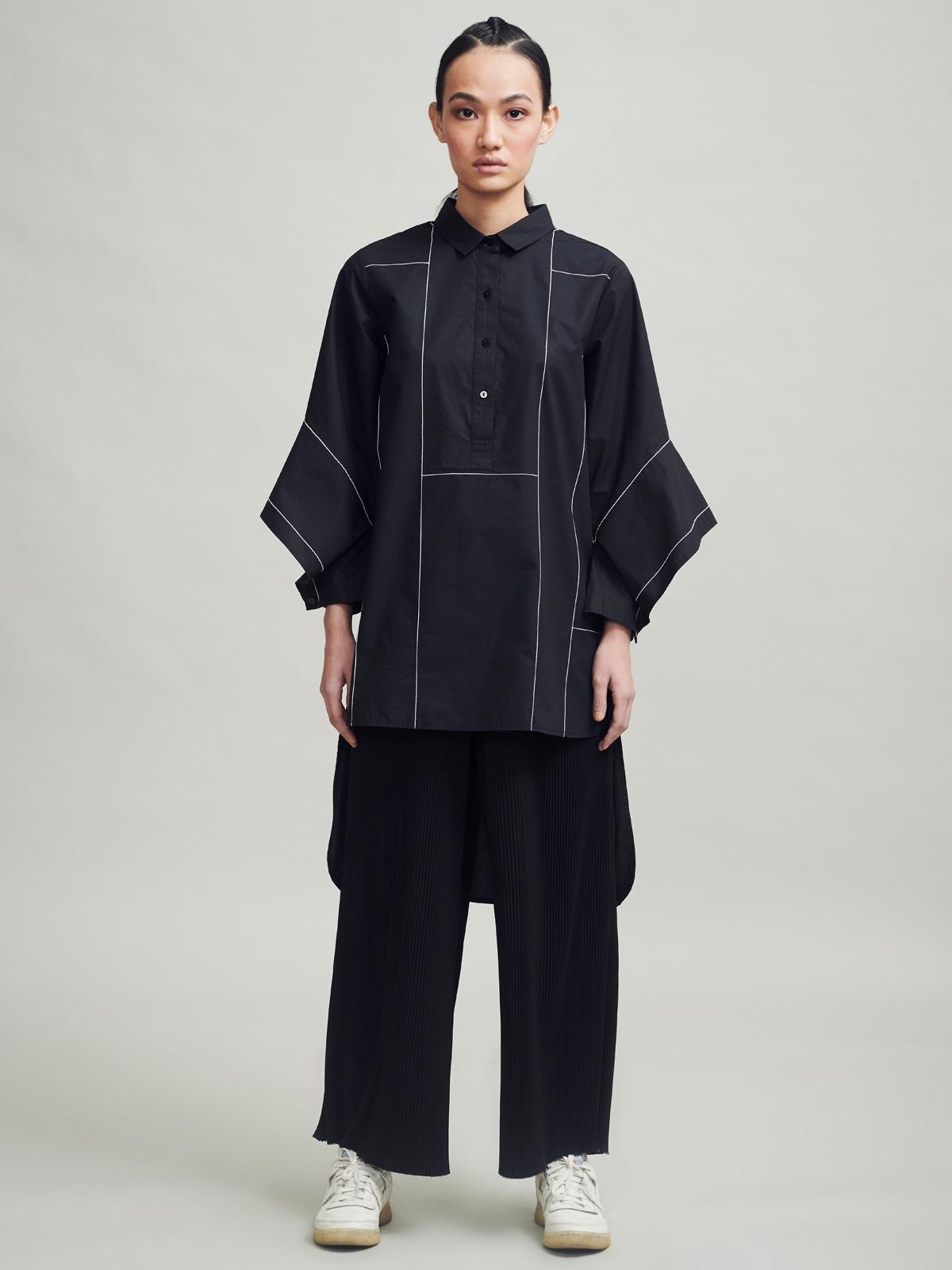 Contrast Stitch Shirt - Black