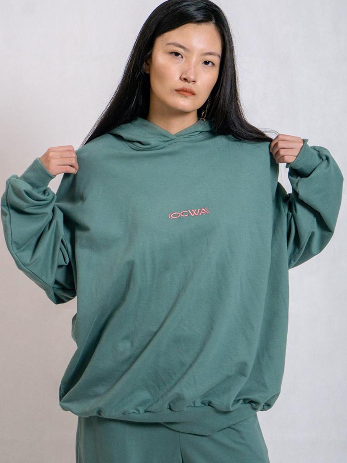 Ocwa Oversized Logo Hoodie - Stone Green