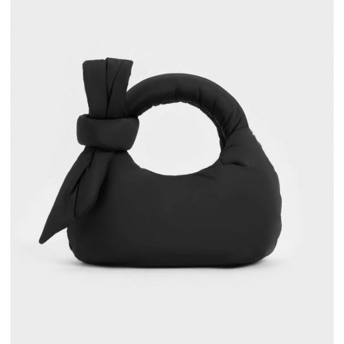  Delilah Nylon Bow Puffy Bag - Noir 