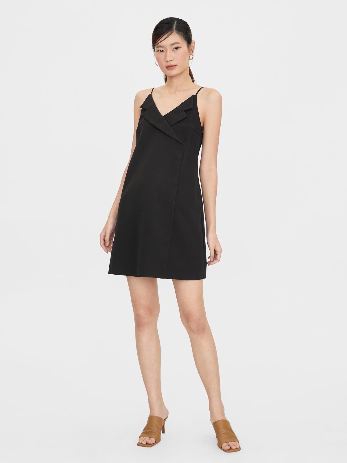 Spaghetti A Line Dress - Black