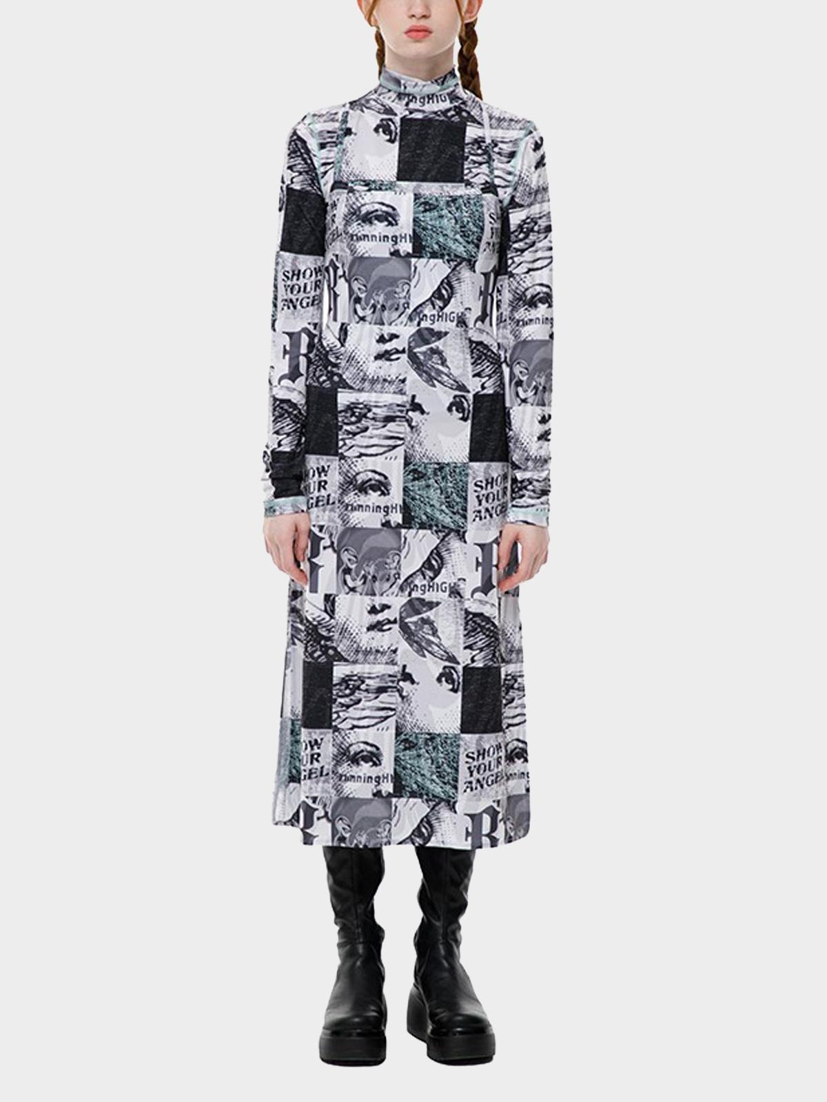 Running High x Archive Printing Sleeveless Long Dress - Black