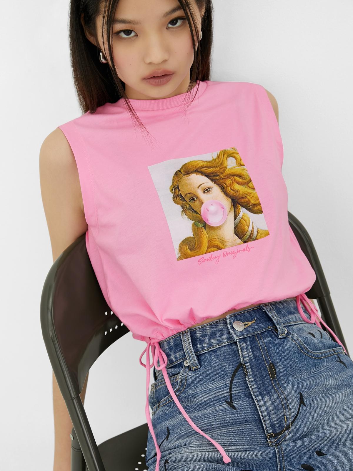 Smiley® The Birth Of Venus Graphic Crop Top - Pink