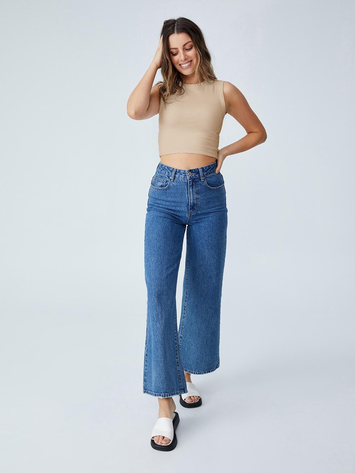 High Neck Crew Tank - Linen Taupe