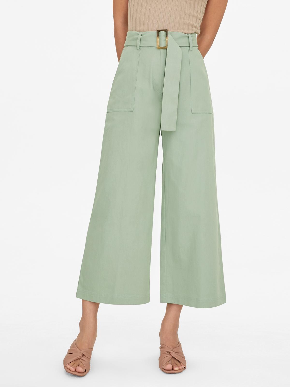 Belted Wide Leg Pants - Mint