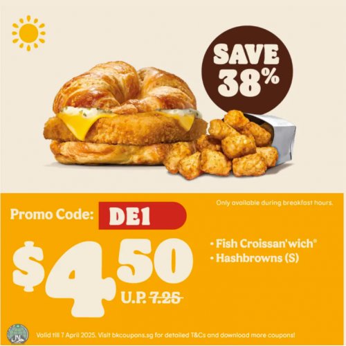 Enjoy 38% off on our Fish Croissan’wich® breakfast combo!