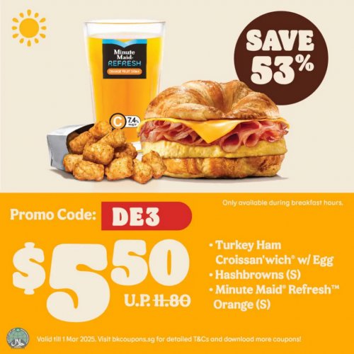 Get 53% off on a hearty Turkey Ham Croissan’wich® combo!