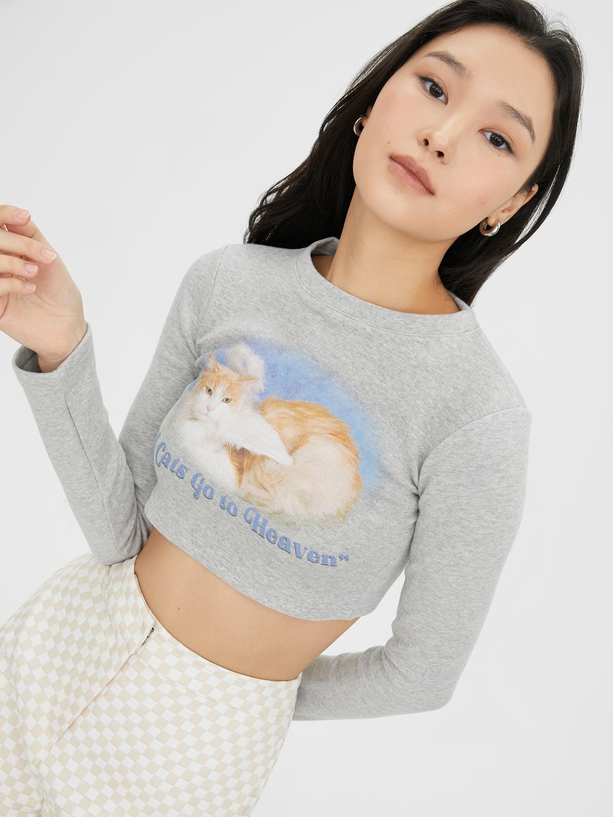 Another A x Cat Heaven Crop Top - Melange Grey