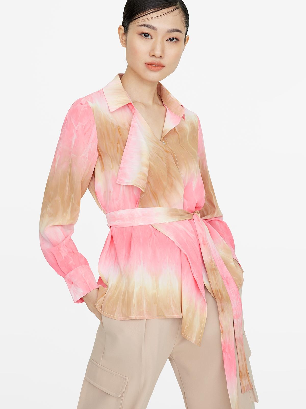 Tie Dye Wrap Shirt - Pink