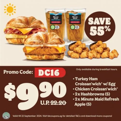 Treat yourself to Two Croissan'wich®, Hashbrowns & Drinks for just $9.90