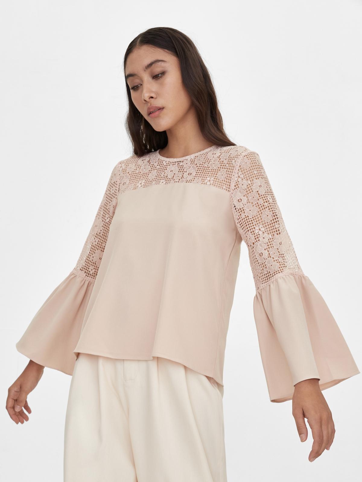 Lace Accent Blouse - Pink