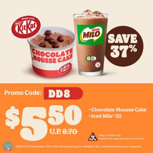 Sweet Endings: Chocolate Mousse Cake + Iced Milo for $5.50