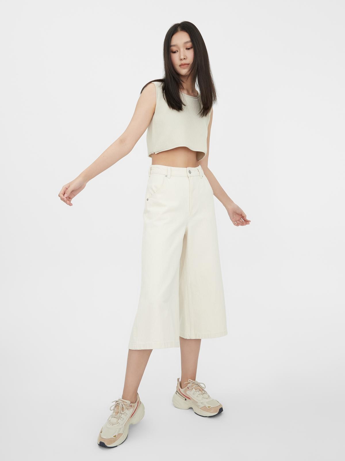 Sustainable Culotte Jeans - Cream