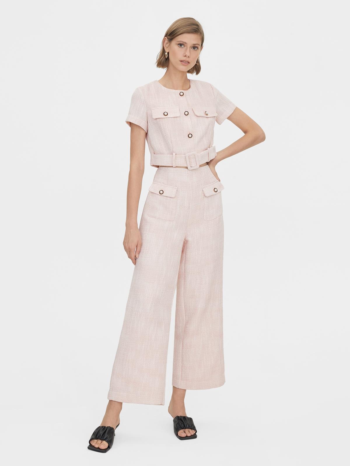 Tweed Front Pocket Pants - Peach