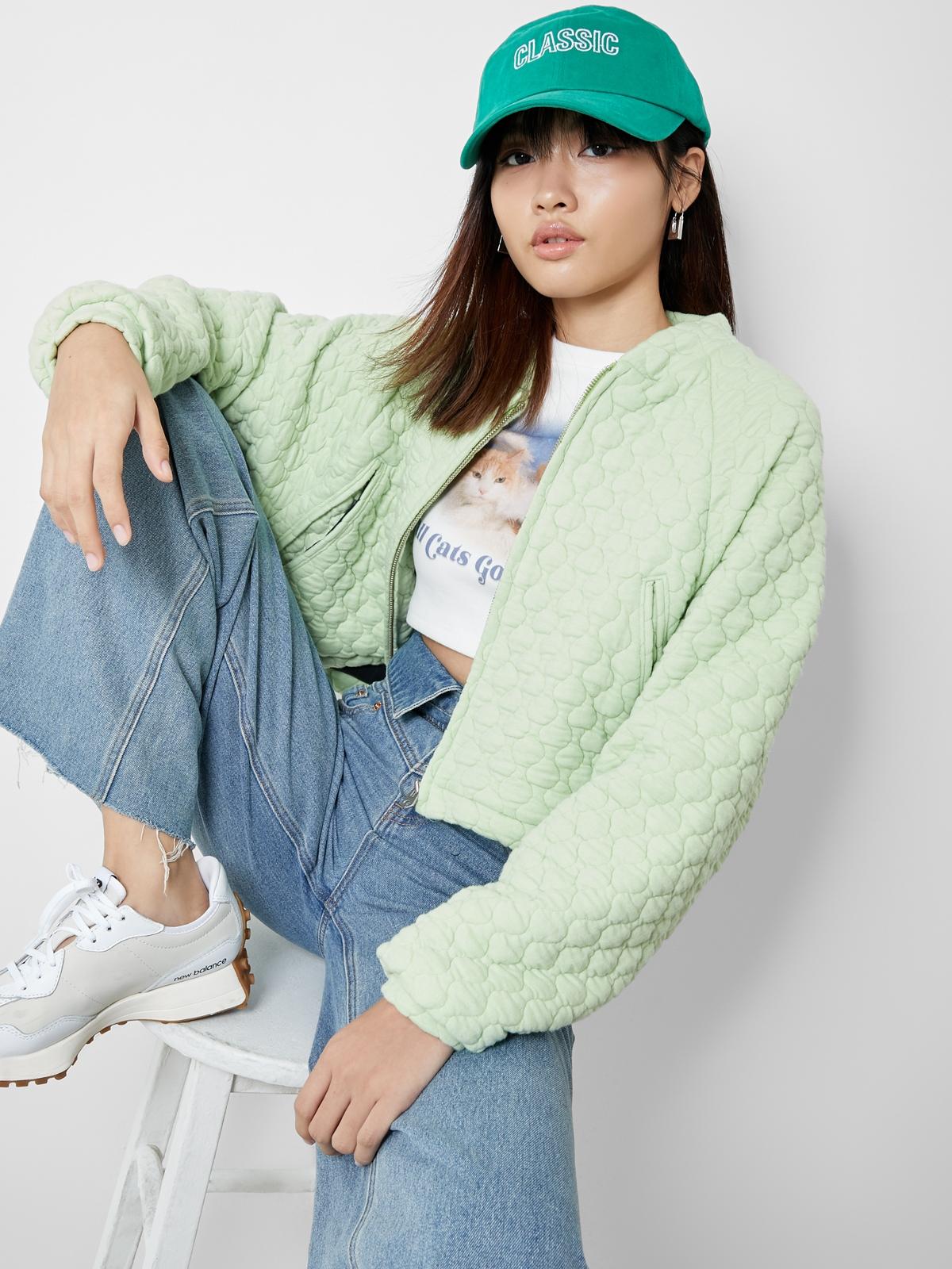 Another A x Quilted Crop Jumper - Lime Yellow
