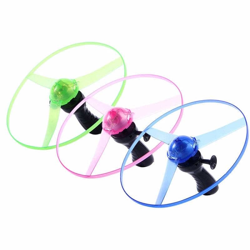 Kid Sports Pull Line Saucer Toys Children outdoor Fun Rotating Flying Toy LED Light Processing Flash Flying Toy For Parks Beach