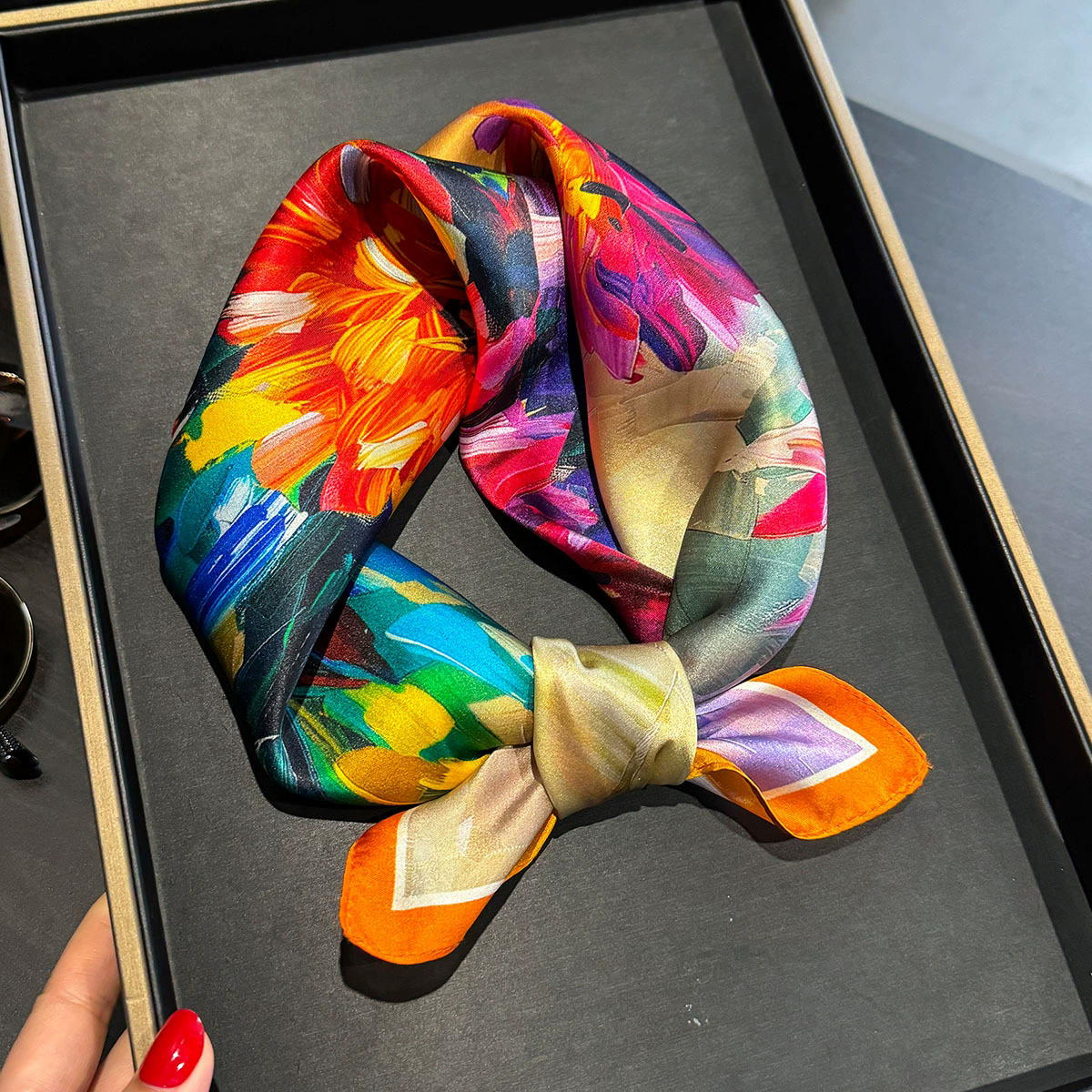 100% Silk Bandana Scarf – Luxury Square Neckerchief