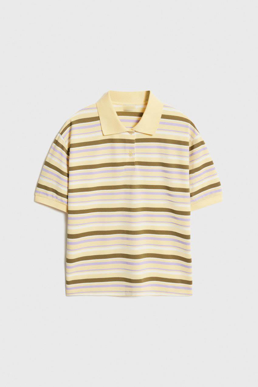 Polo Neck Cotton Crop Top Loose-Fit Chic Summer Pullover