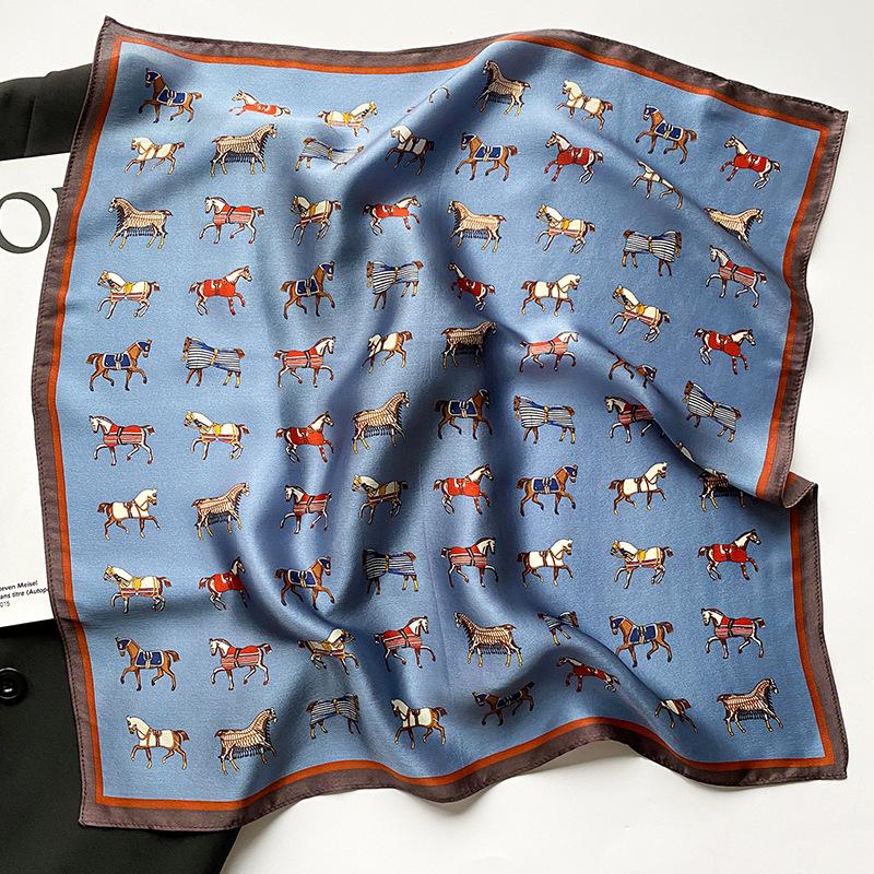 100% Pure Silk Square Scarf Women Dot Print Neckerchief Bandana