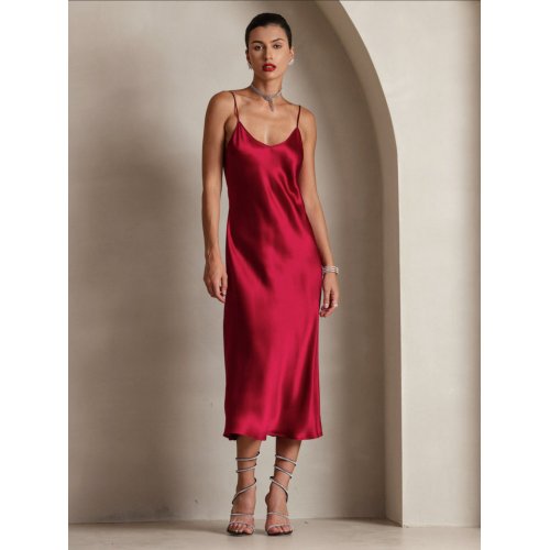 Spaghetti Strap Long Silk Dress 