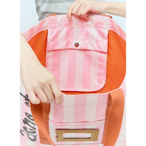 Acne Studios Logo Print Striped Tote Bag
