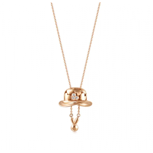 18K Rose Gold Diamond Rabbit Necklace
