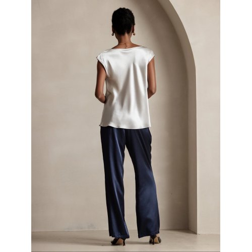  19Momme Silk Cowl Neck Sleeveless Top