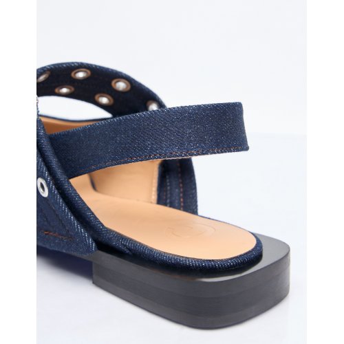 Ganni Feminine Denim Buckle Ballerina Flats