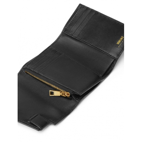Versace Black Medusa '95 Leather Tri-Fold Wallet
