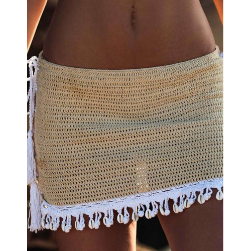 Crochet Shell Tassel Knit Skirt 