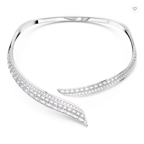 Hyperbola necklace White, Rhodium plated 