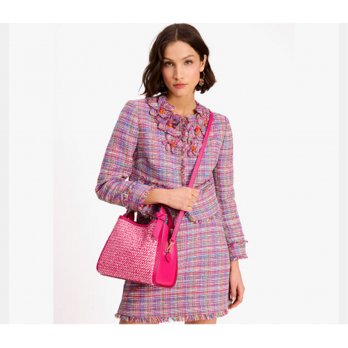 Knott Raffia Tweed Medium Crossbody Tote